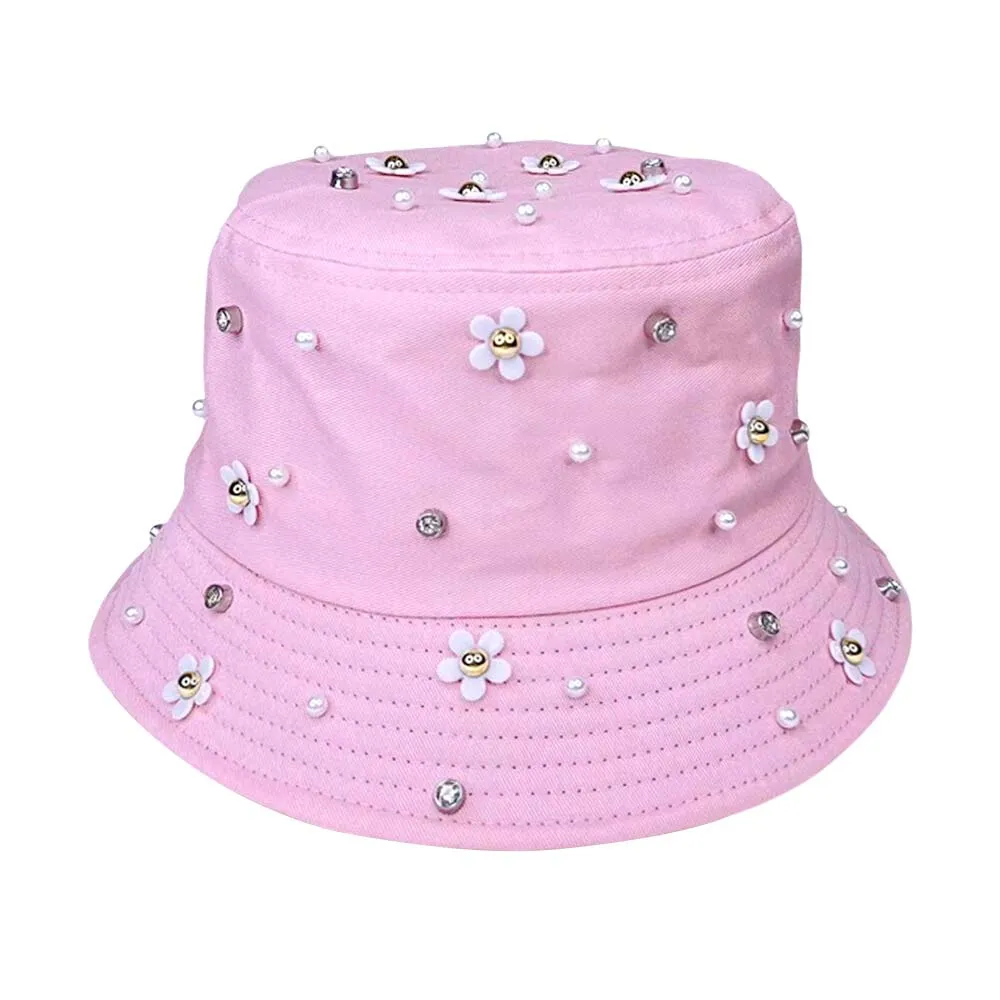 Flower Embellished Bucket Hat