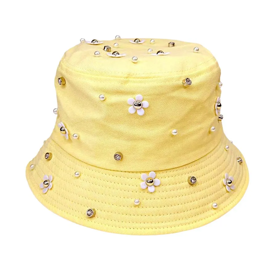 Flower Embellished Bucket Hat