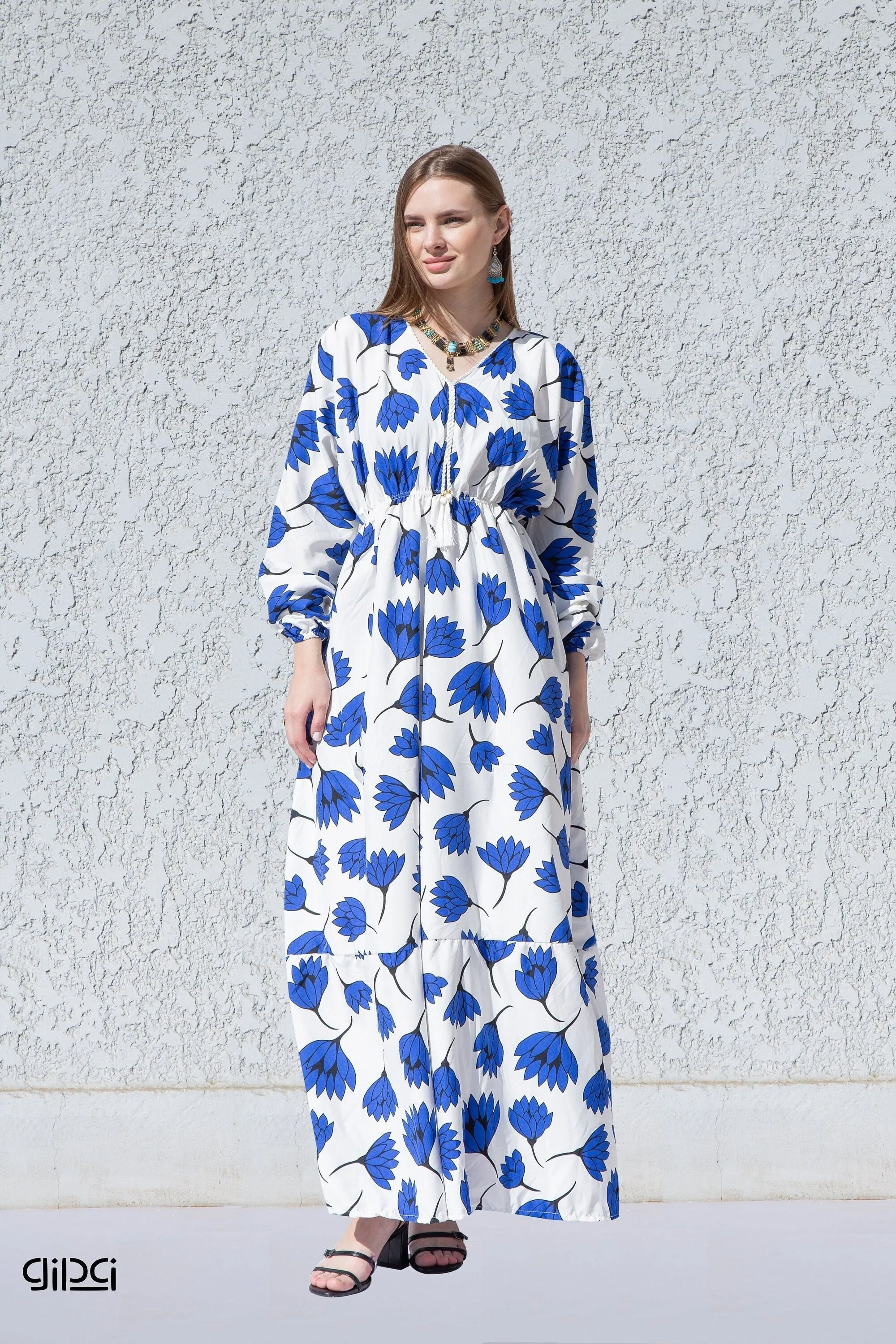 Fres white flower print cotton caftan, Cotton caftan dress, African women clothing, Boho maxi dress,Bohemian maxi dress, Boho summer caftan