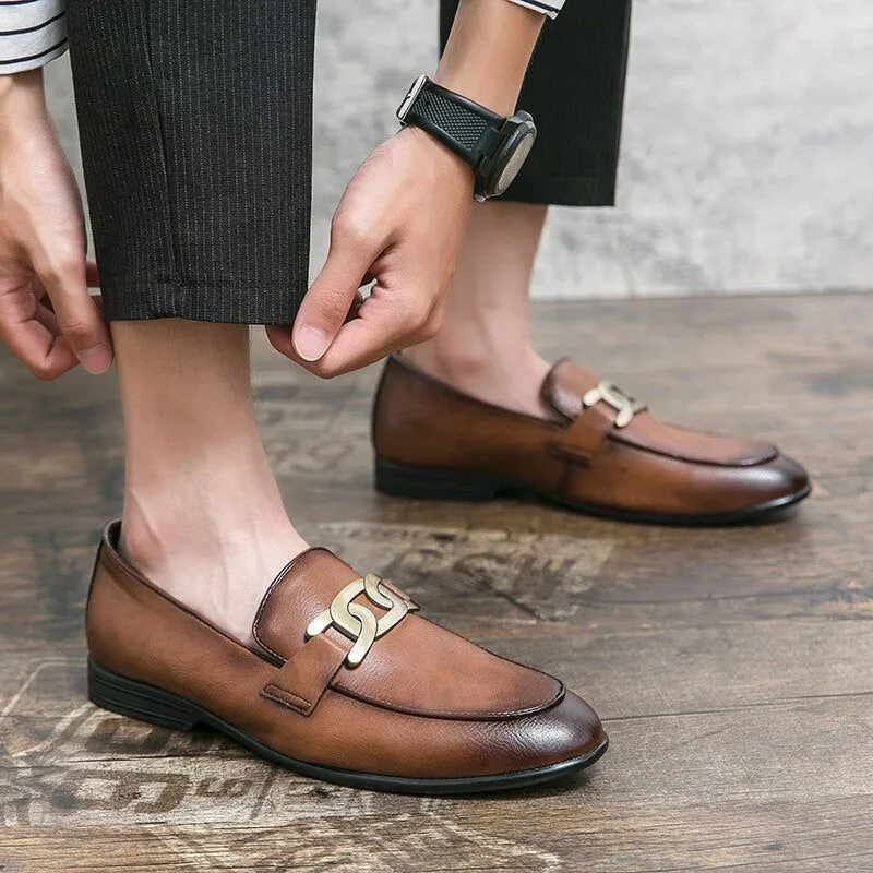 Leather Flat Formal Loafers - Men's Casual Shoes WC1233