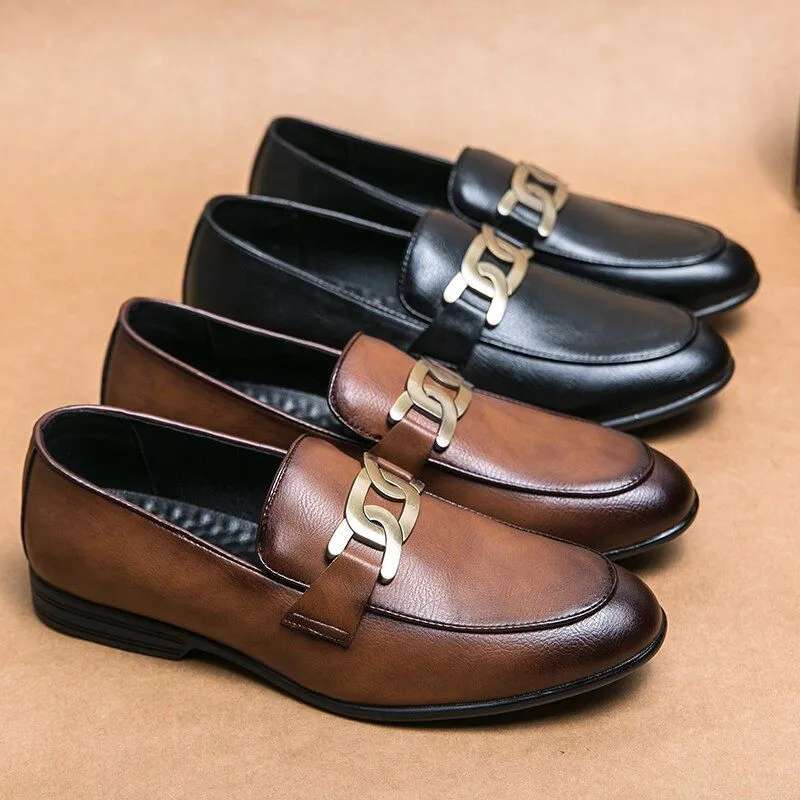 Leather Flat Formal Loafers - Men's Casual Shoes WC1233