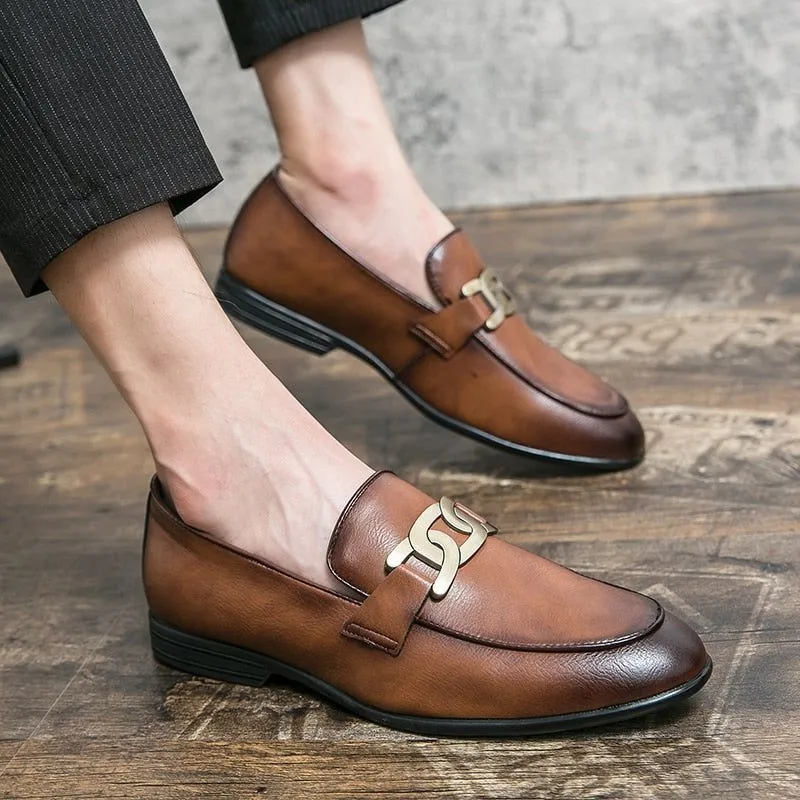 Leather Flat Formal Loafers - Men's Casual Shoes WC1233