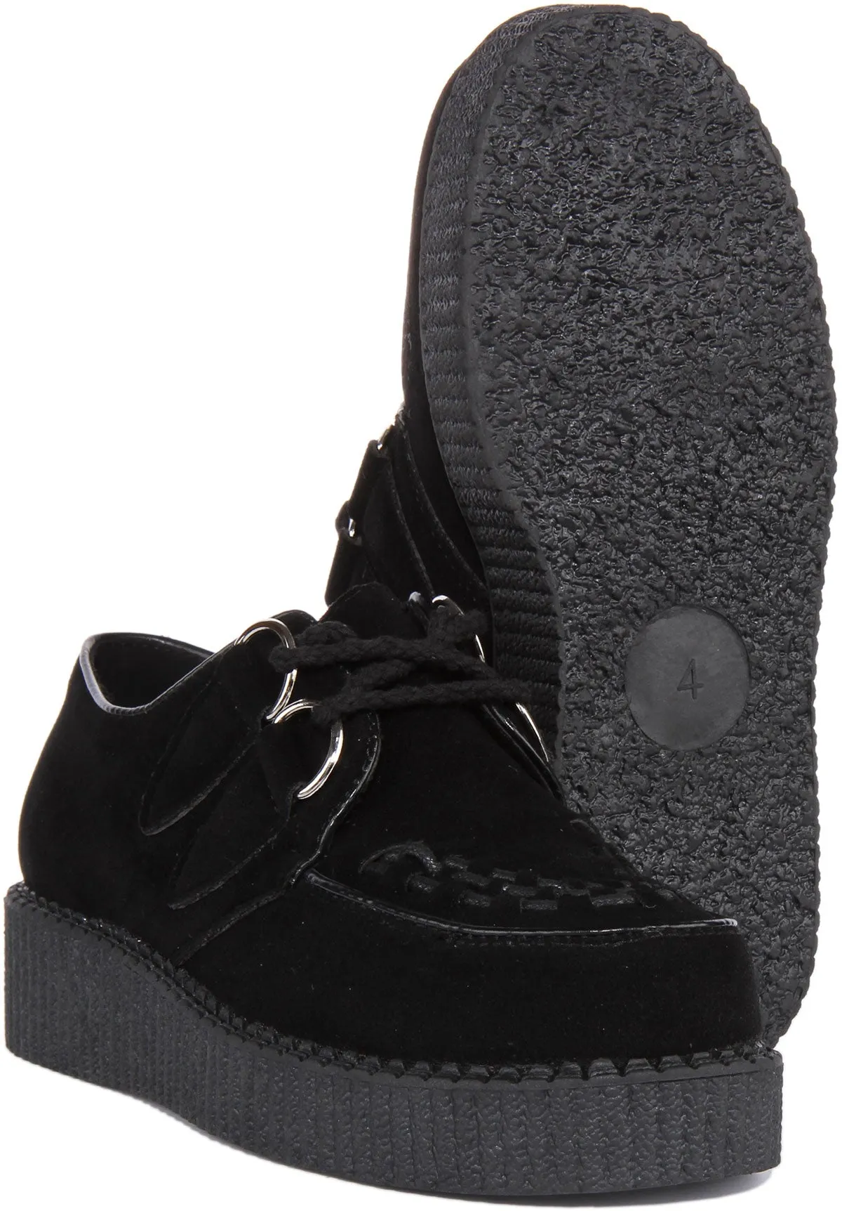 Creepers Single Sole Lace Up In Black Suede For Women