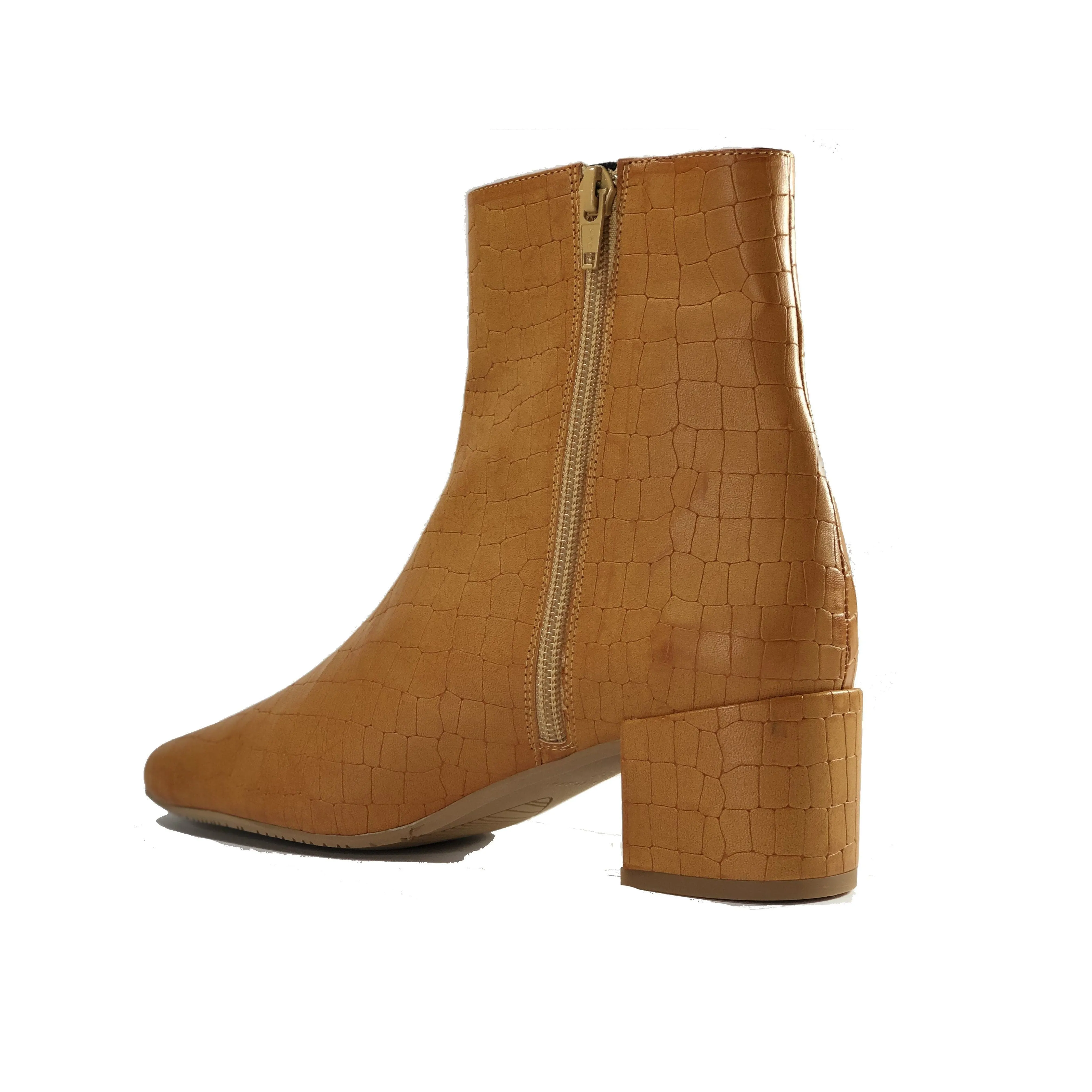 'Jacqui' vegan-leather ankle boot by Zette Shoes - camel croc