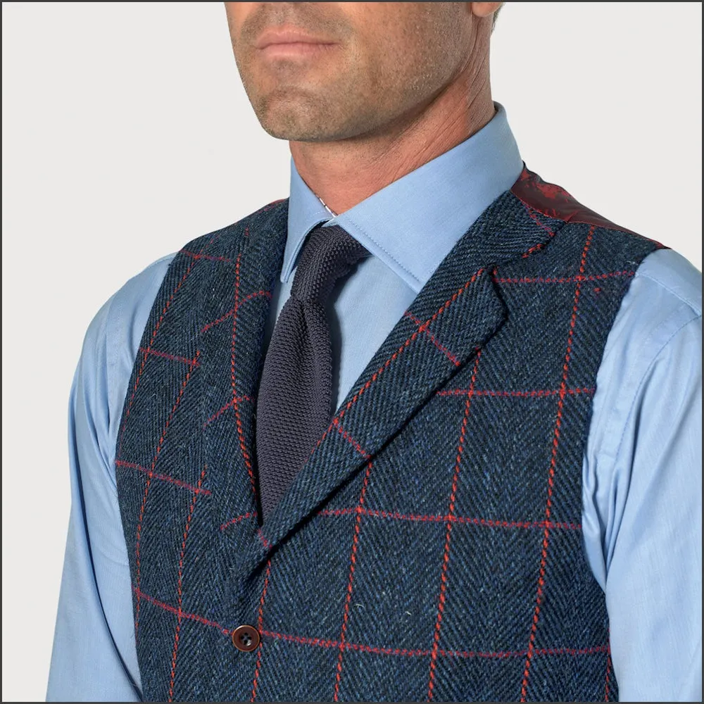 Brook Taverner Inverness Blue Check Harris Tweed Suit Waistcoat<><>