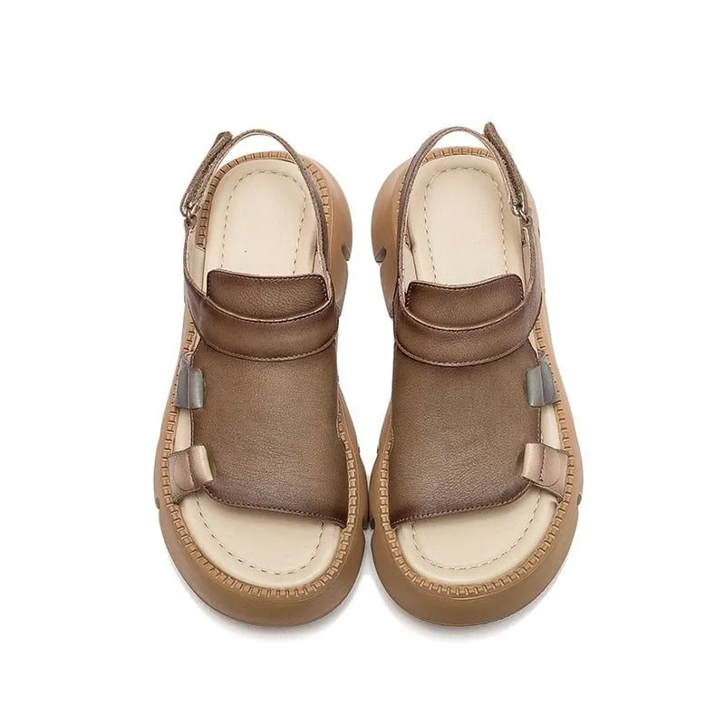 Handmade Leather Wedges Sandals - Women's Casual Shoes WC158