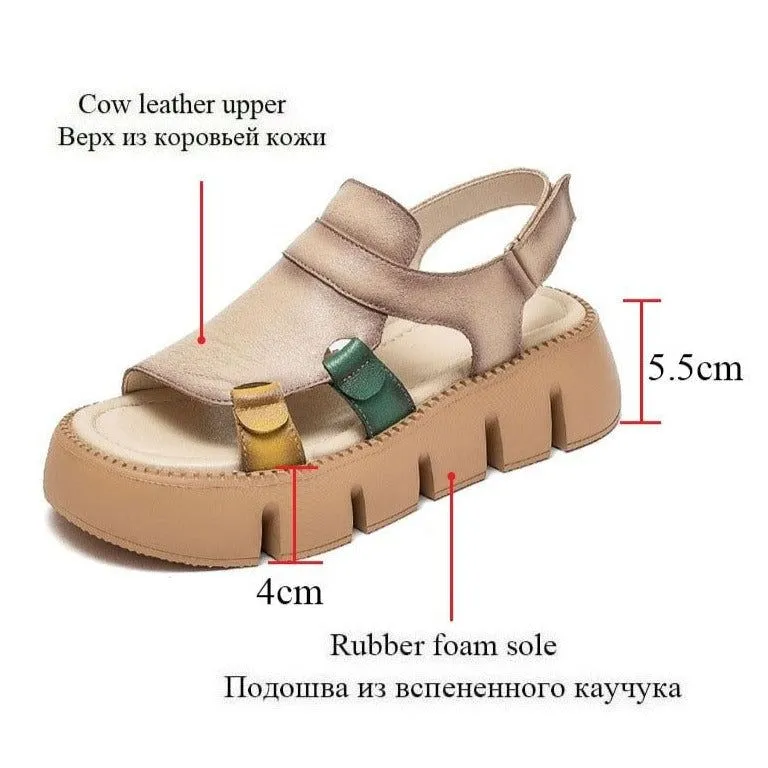 Handmade Leather Wedges Sandals - Women's Casual Shoes WC158