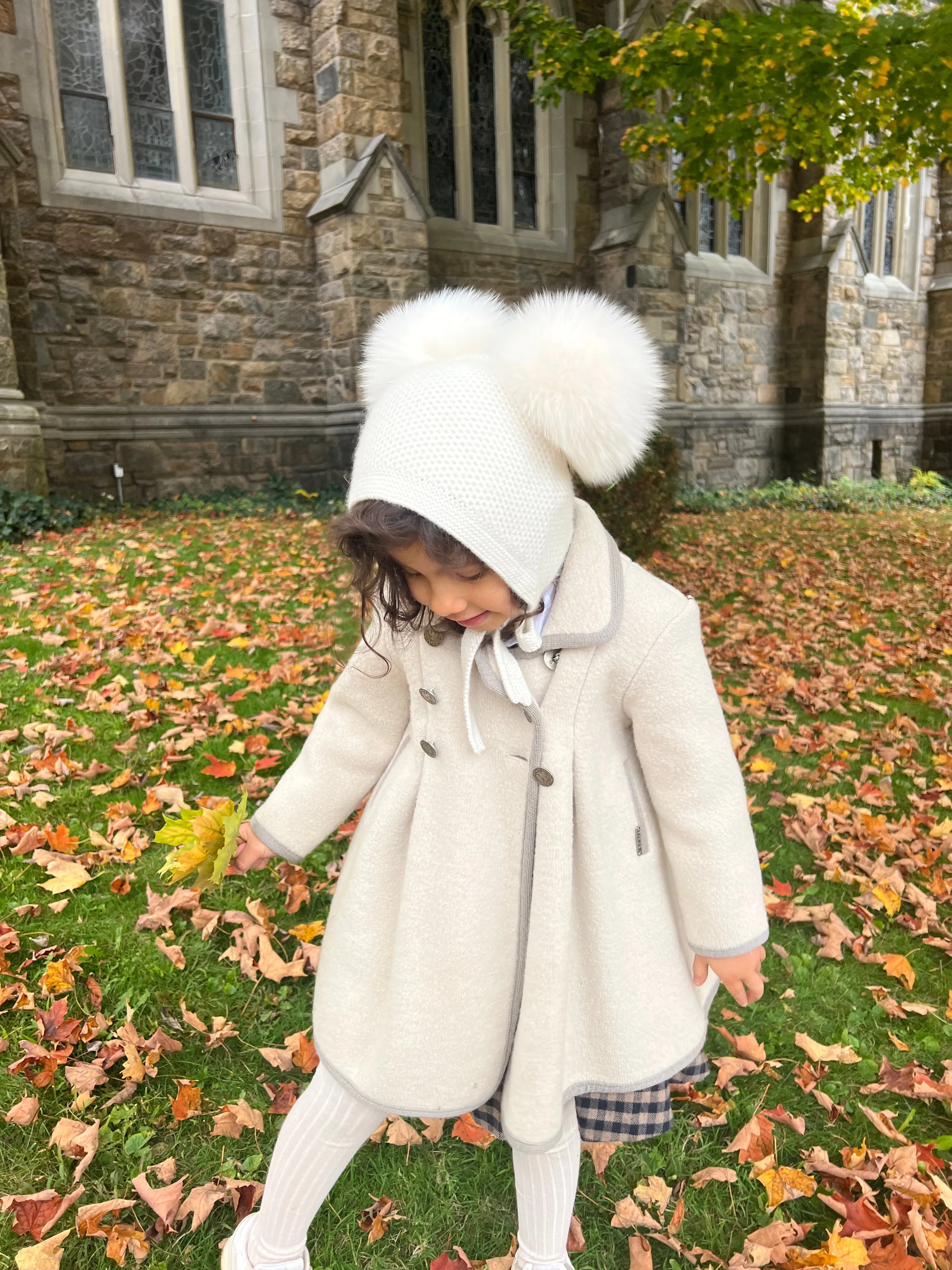 Honeycomb Cream Ivory Cashmere Bonnet