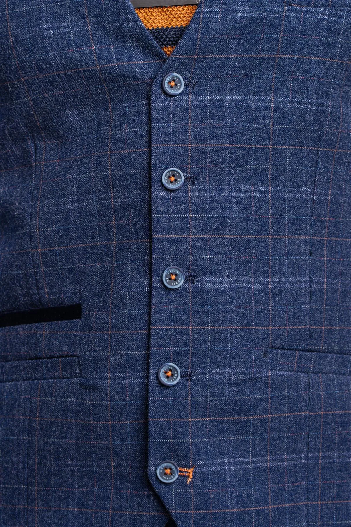 Kaiser Blue Check Waistcoat