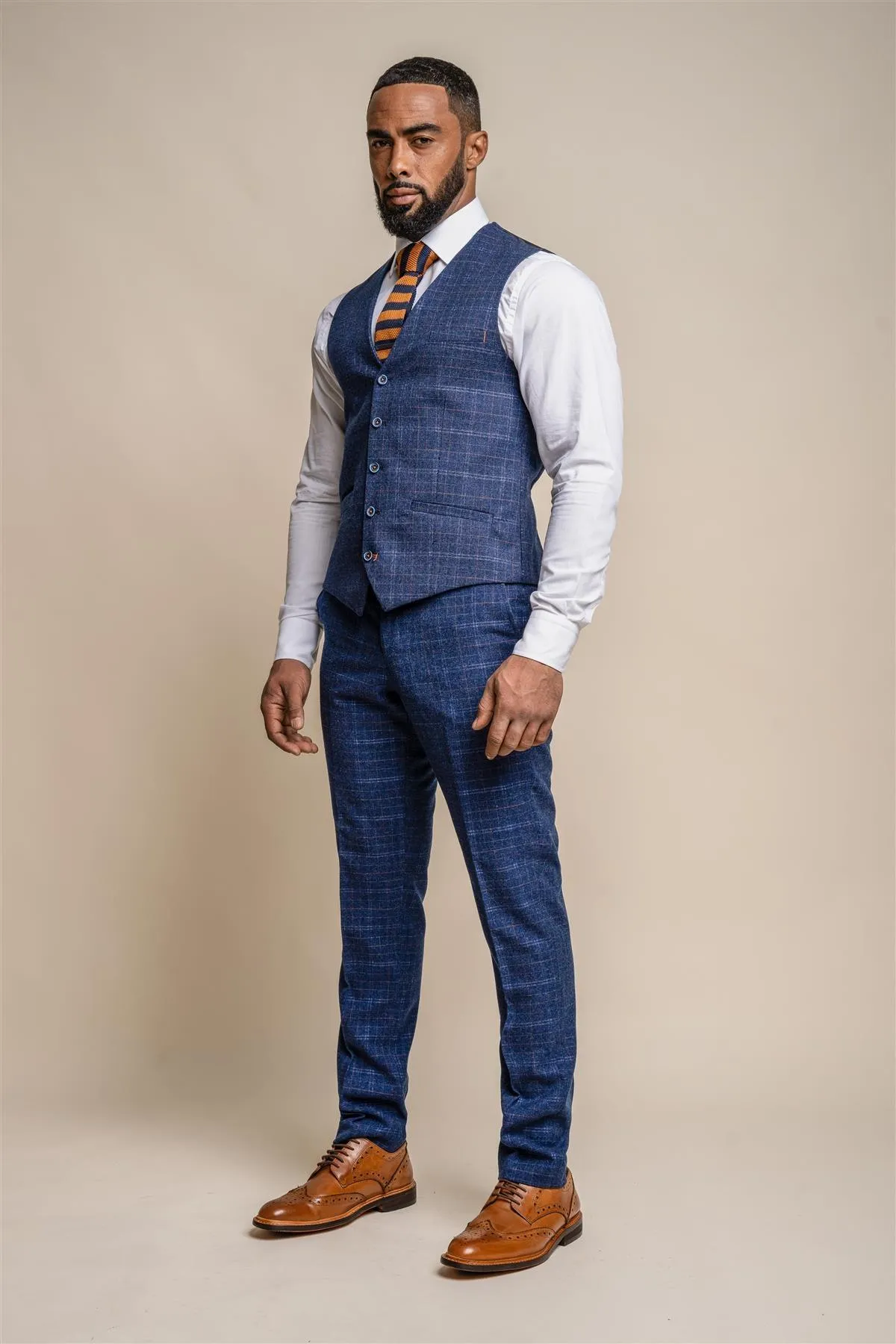 Kaiser Blue Check Waistcoat