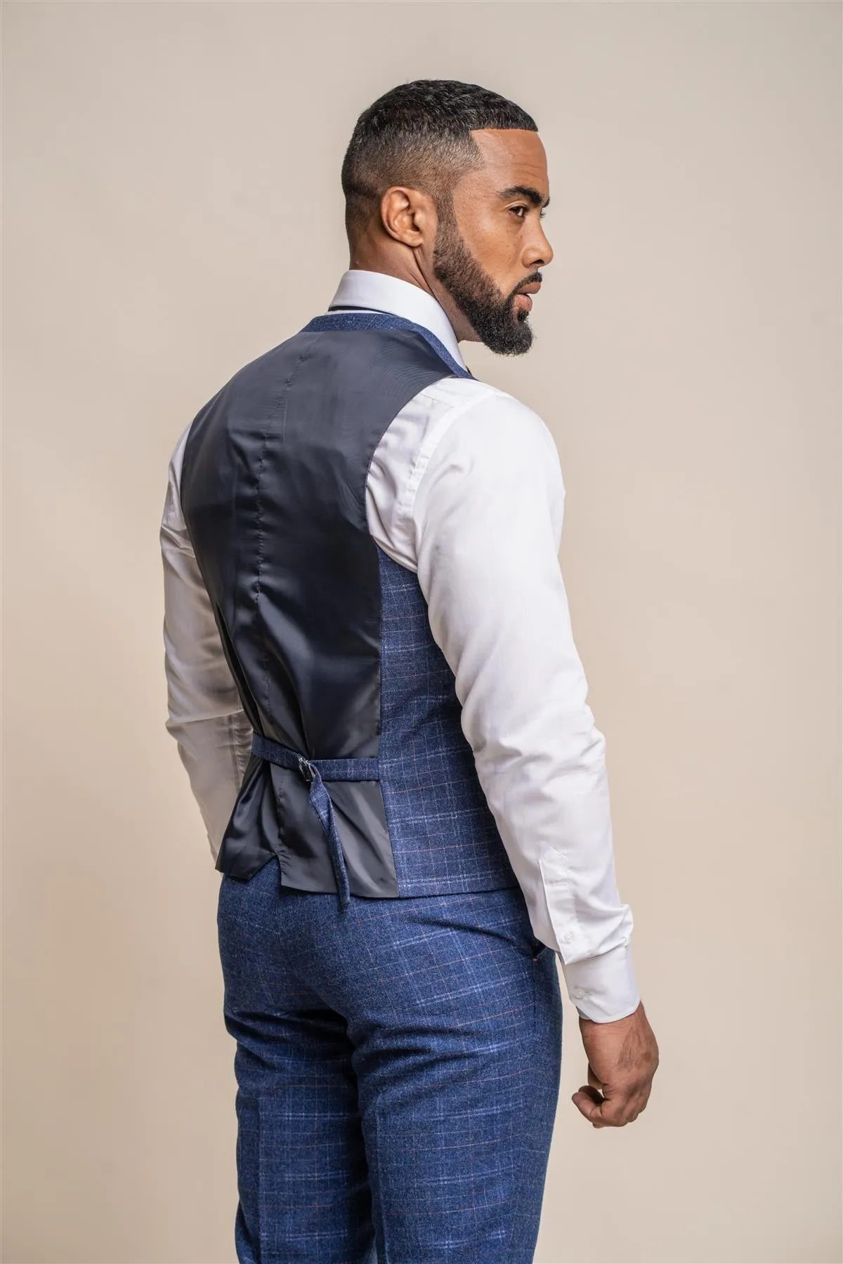 Kaiser Blue Check Waistcoat