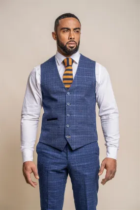 Kaiser Blue Check Waistcoat