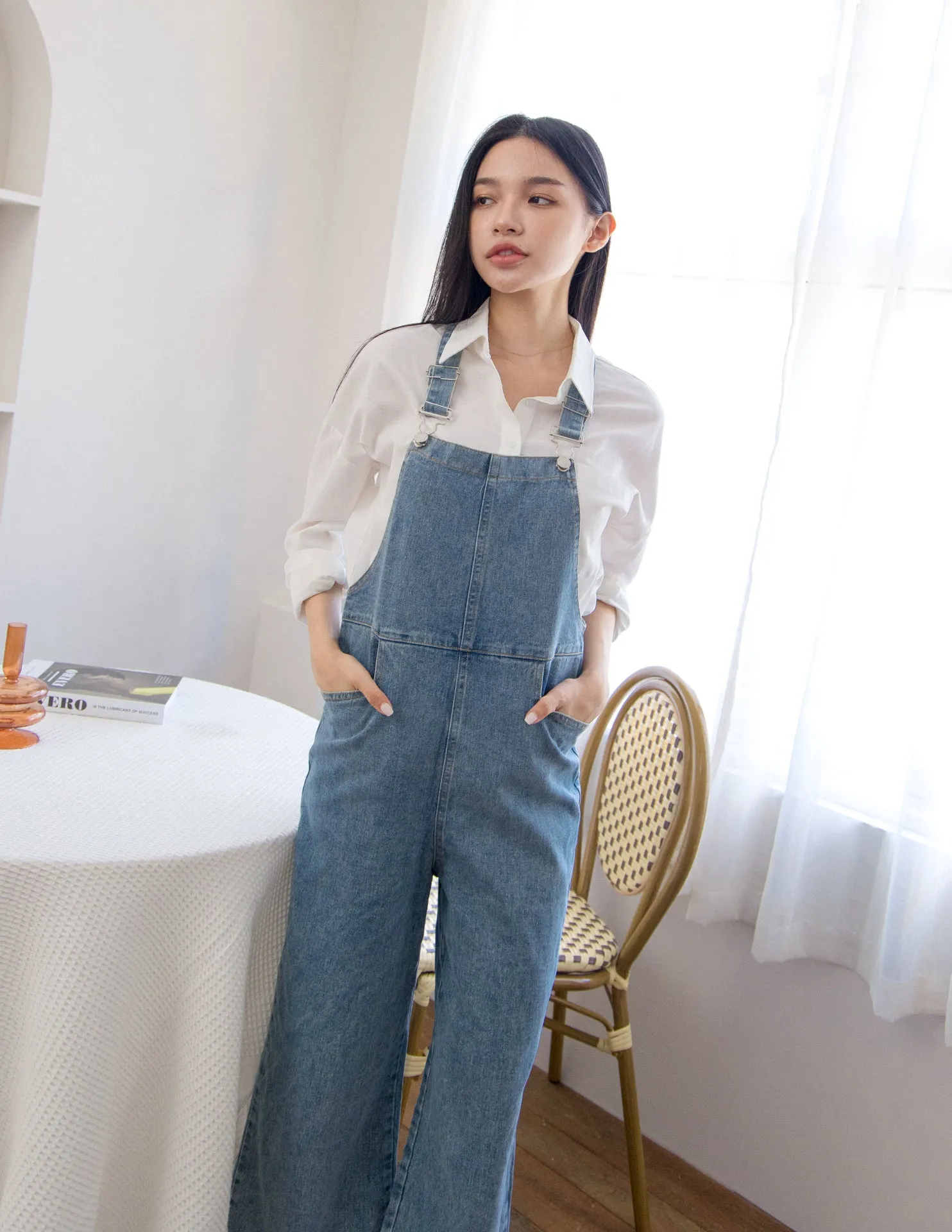 Kalyn Denim Overalls in Blue