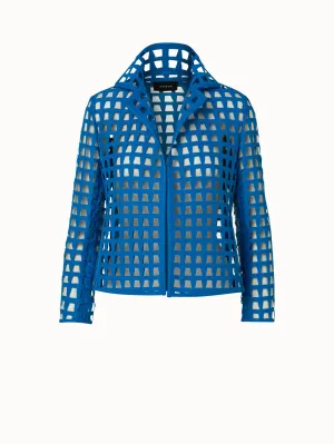 Kurze Jacke in Trapezoid Grid Stickerei