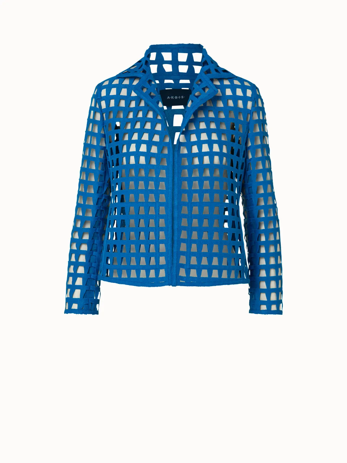 Kurze Jacke in Trapezoid Grid Stickerei