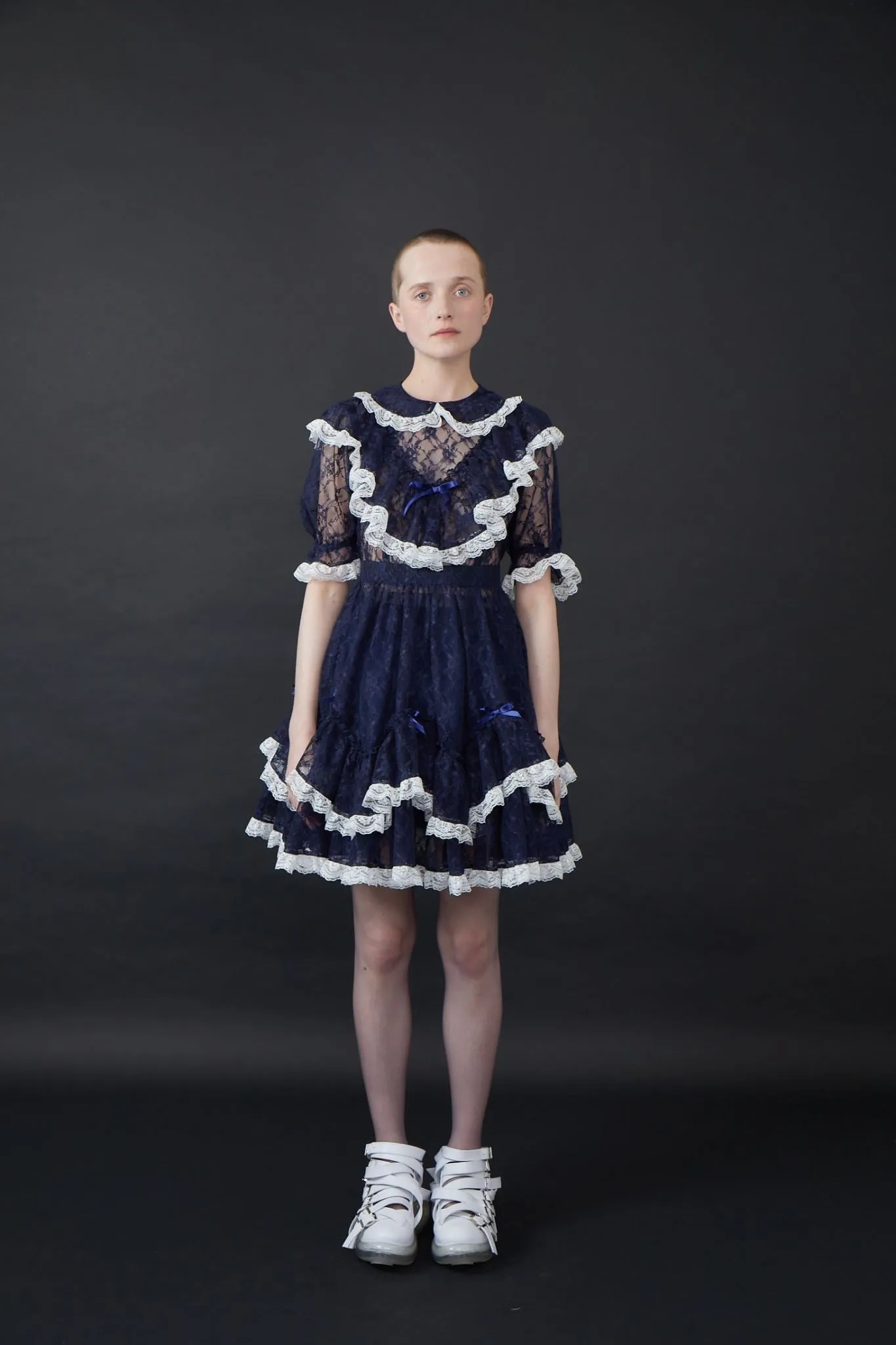 Lace Lolita Dress / Navy white