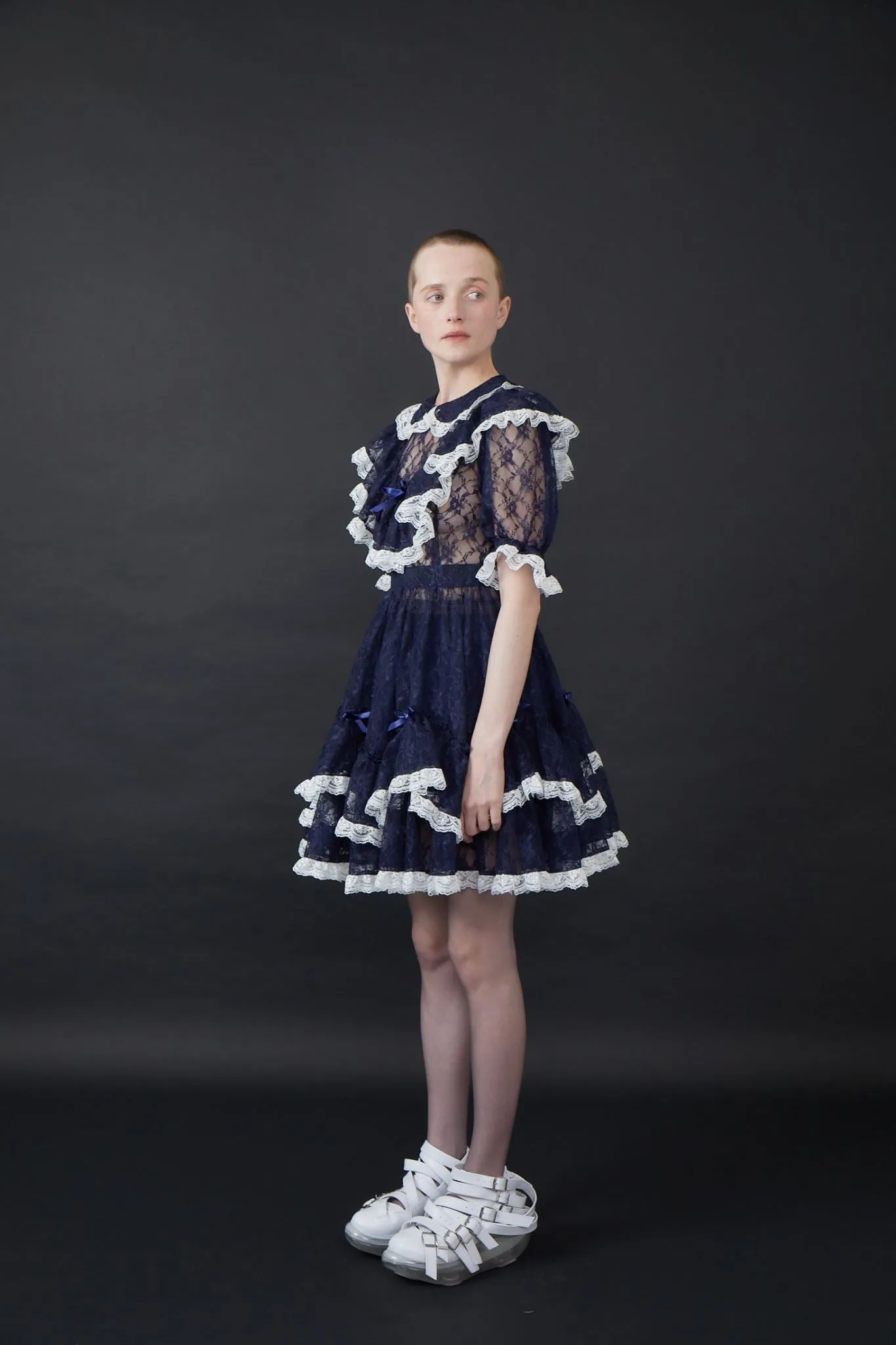 Lace Lolita Dress / Navy white