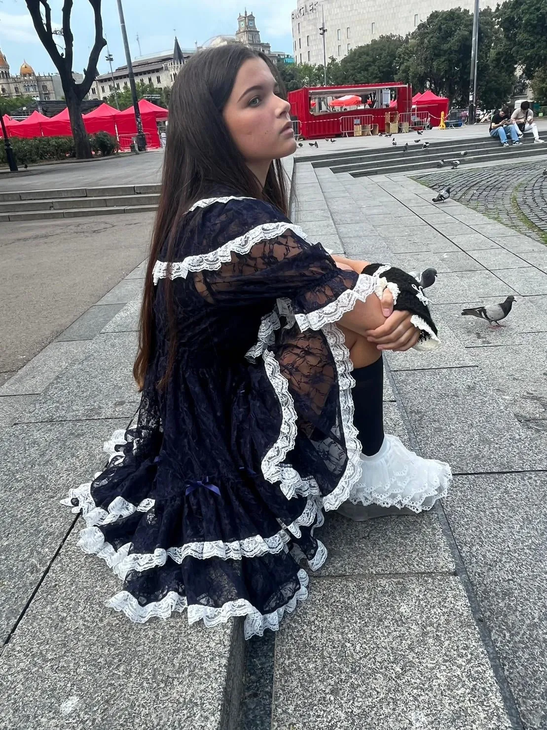 Lace Lolita Dress / Navy white