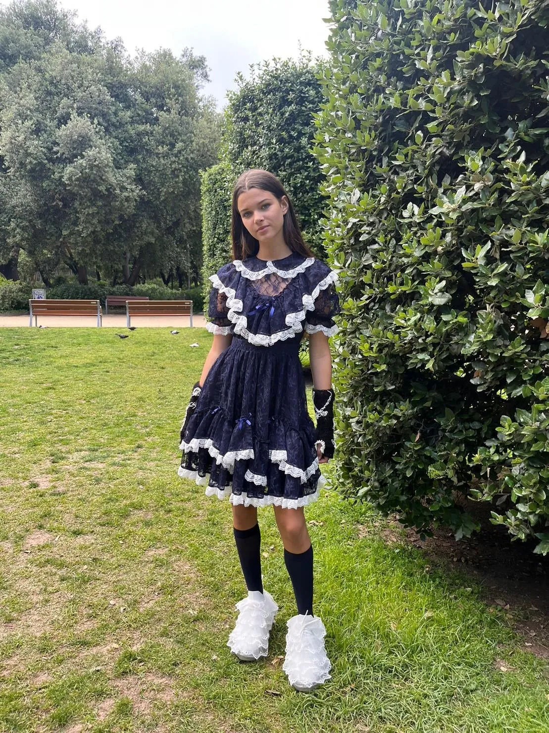 Lace Lolita Dress / Navy white