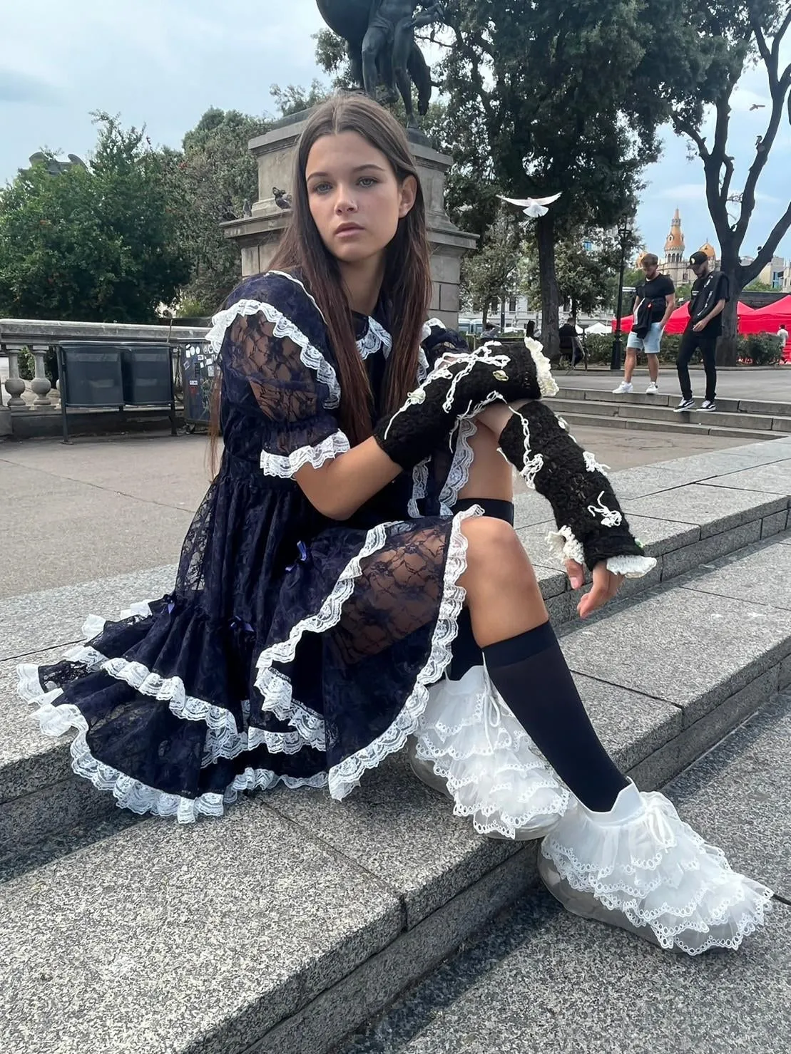 Lace Lolita Dress / Navy white