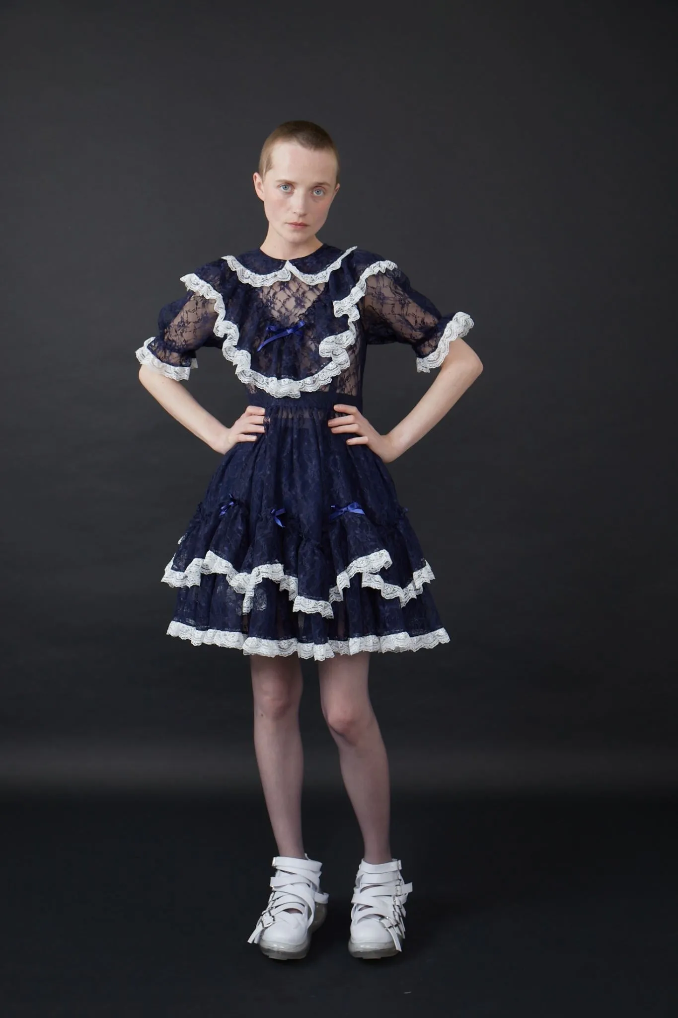 Lace Lolita Dress / Navy white