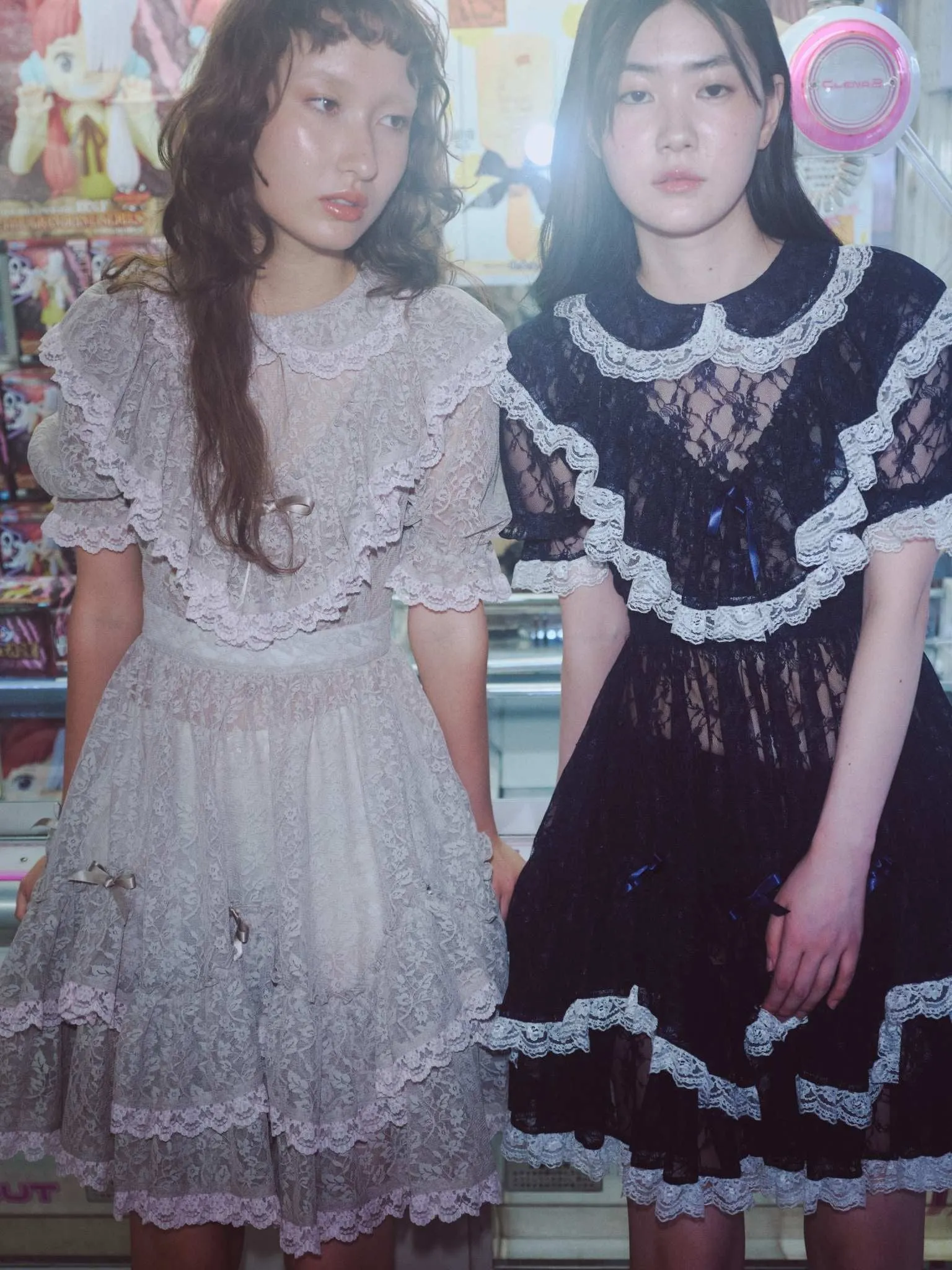 Lace Lolita Dress / Navy white