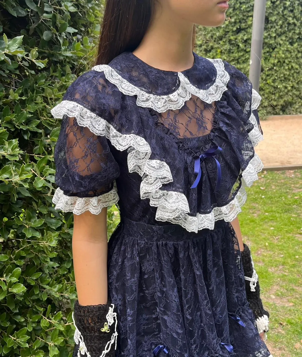 Lace Lolita Dress / Navy white