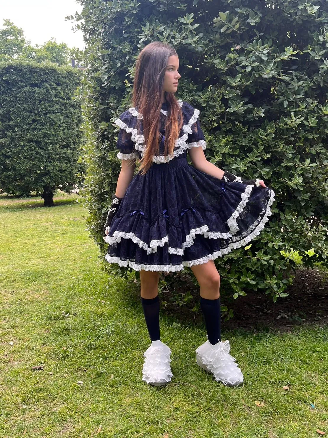 Lace Lolita Dress / Navy white