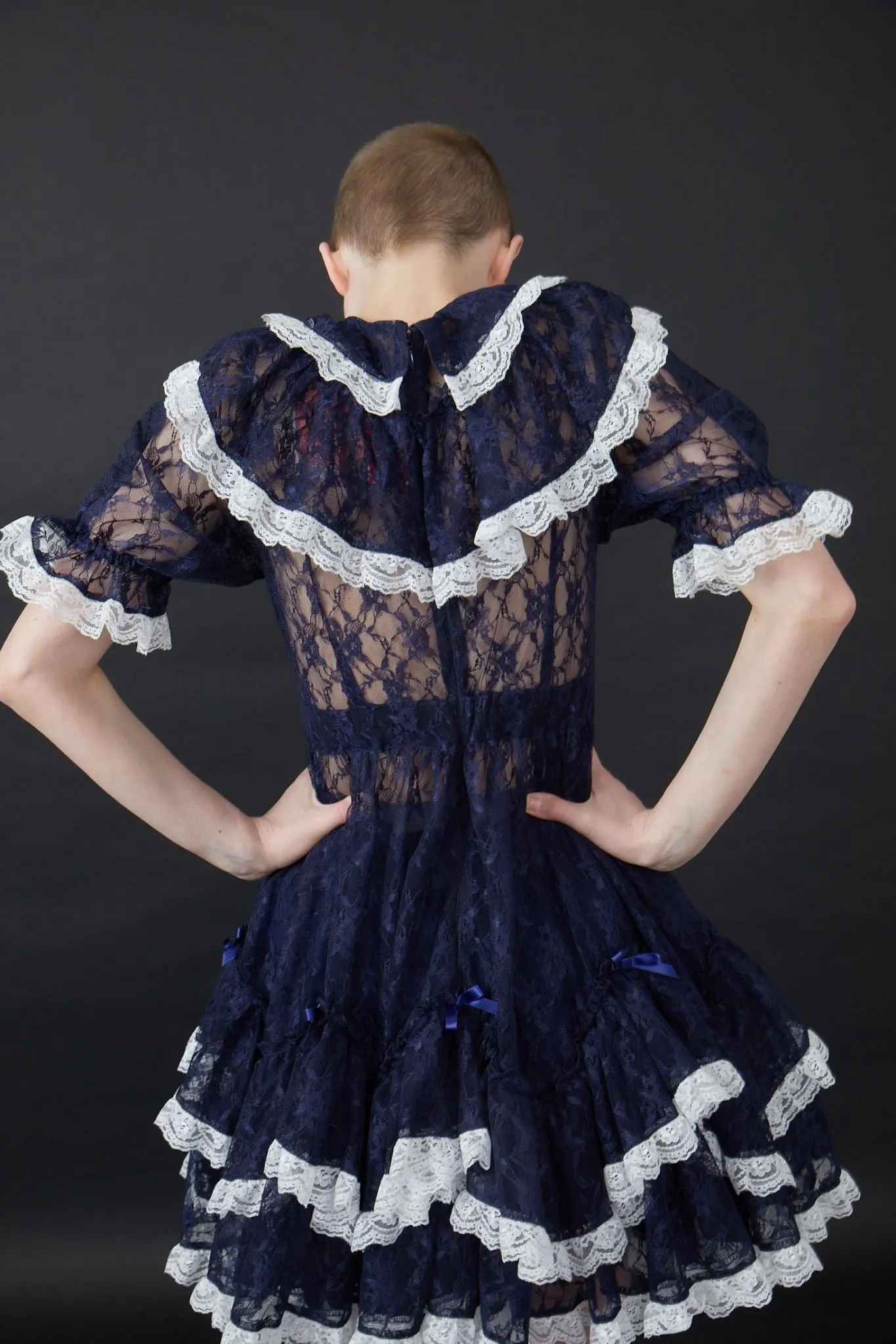 Lace Lolita Dress / Navy white