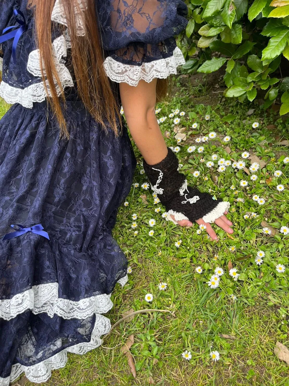 Lace Lolita Dress / Navy white