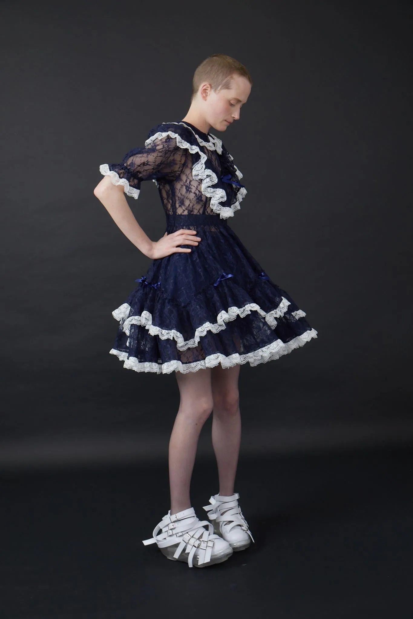 Lace Lolita Dress / Navy white