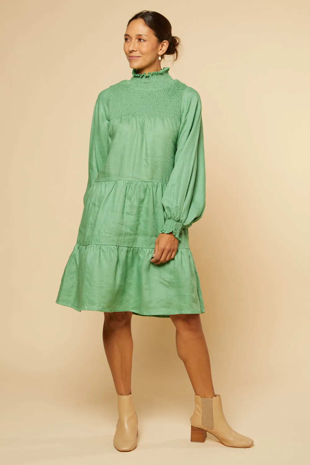 Lakey Long Sleeve Dress in Jadesheen