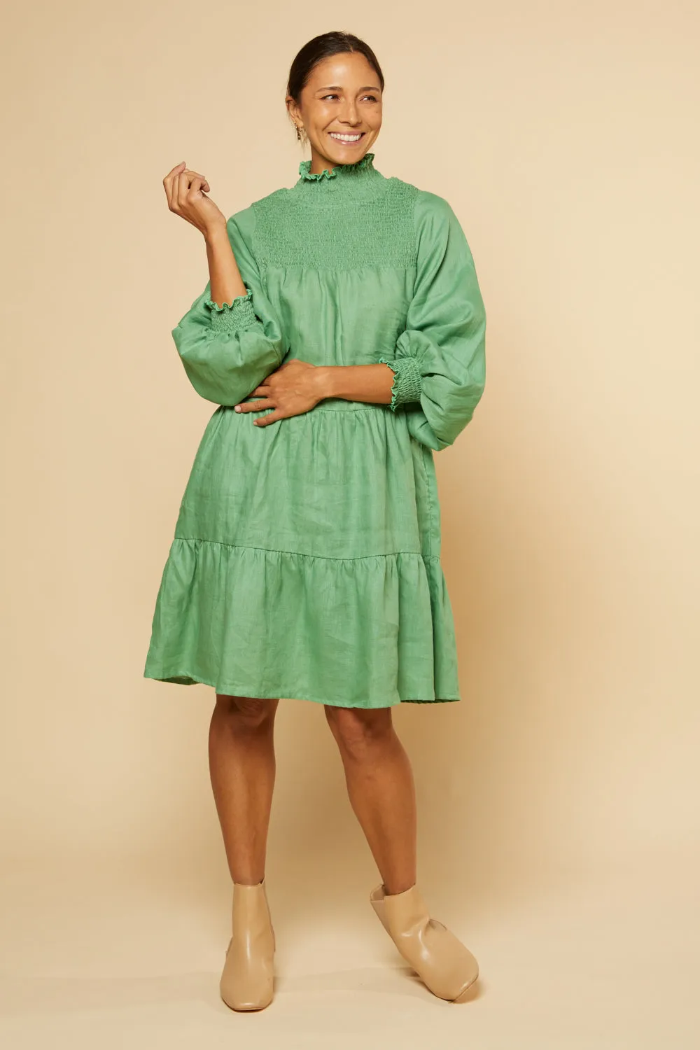 Lakey Long Sleeve Dress in Jadesheen