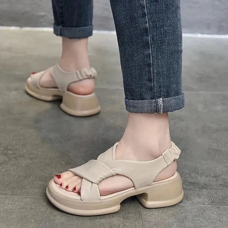 Platform Leather Sandal - Women's Casual Shoes WC224