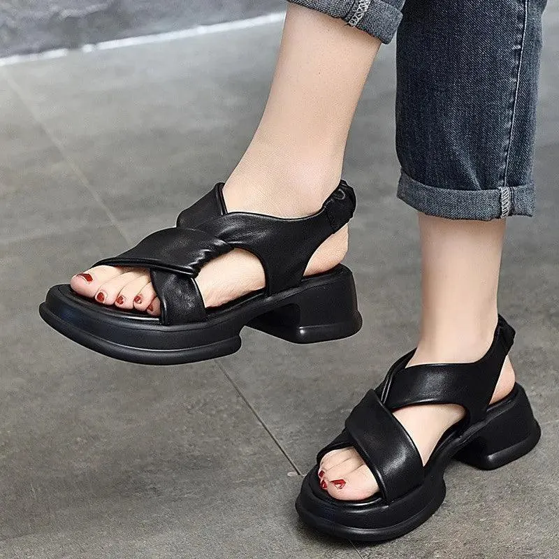 Platform Leather Sandal - Women's Casual Shoes WC224