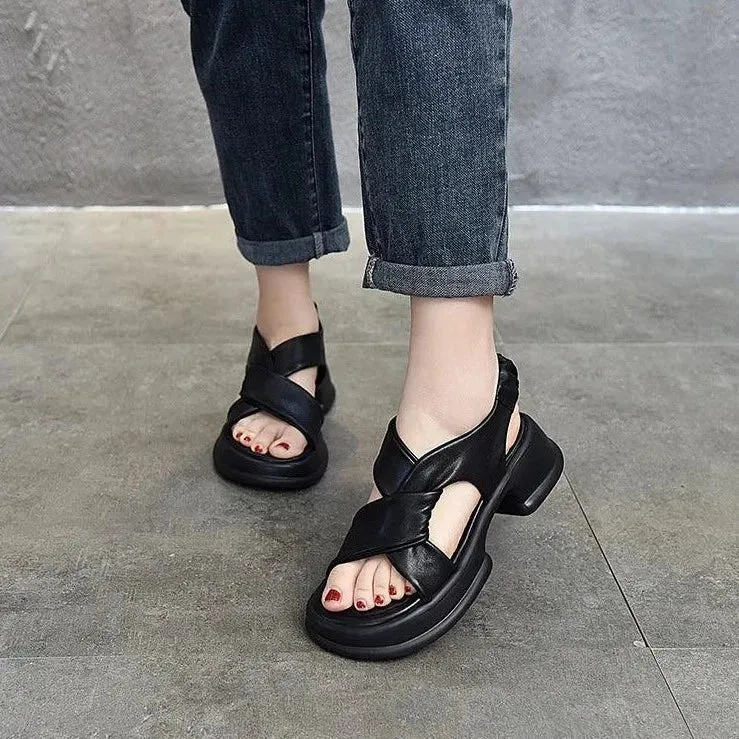 Platform Leather Sandal - Women's Casual Shoes WC224