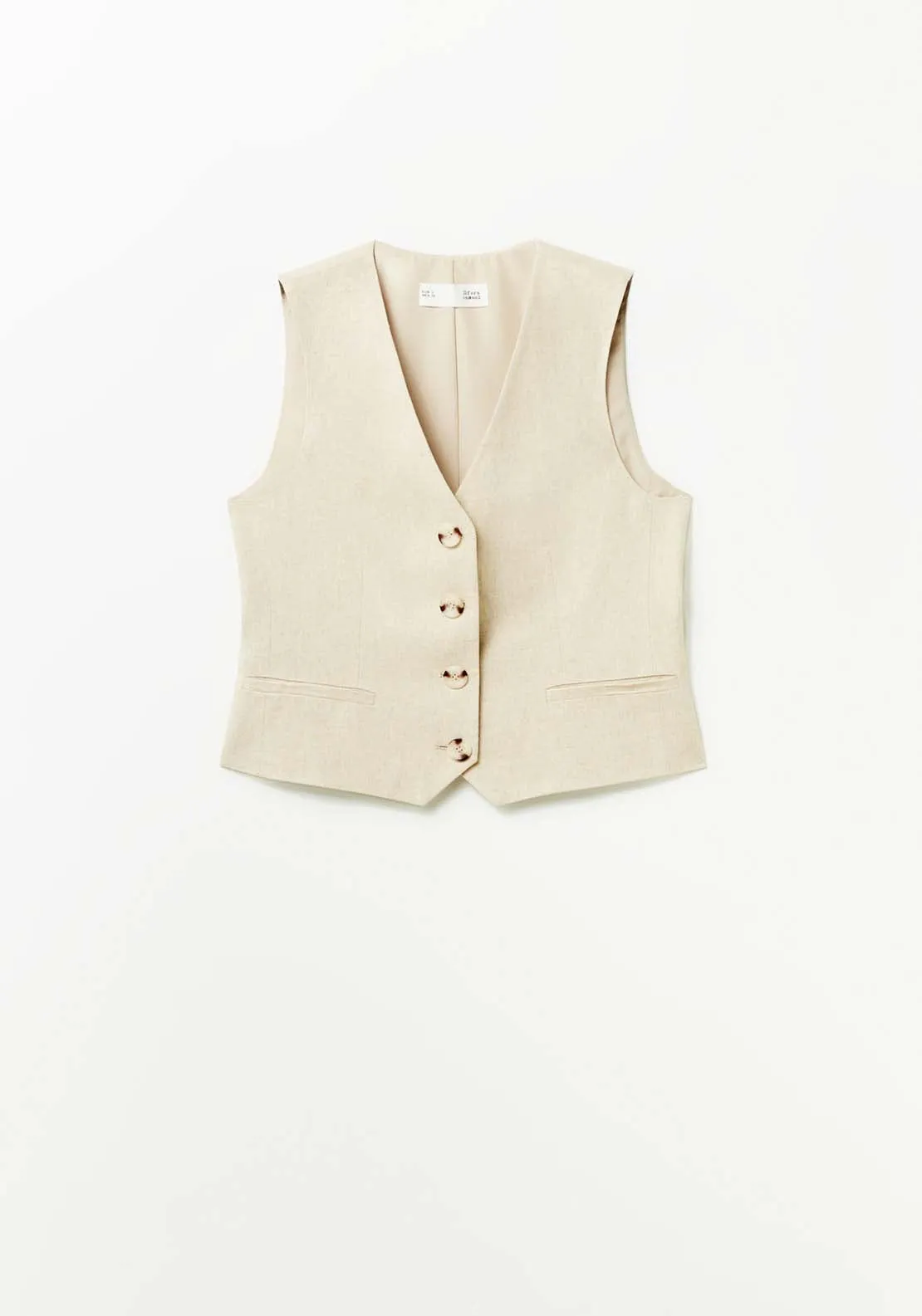 Buttons linen waistcoat - Beige