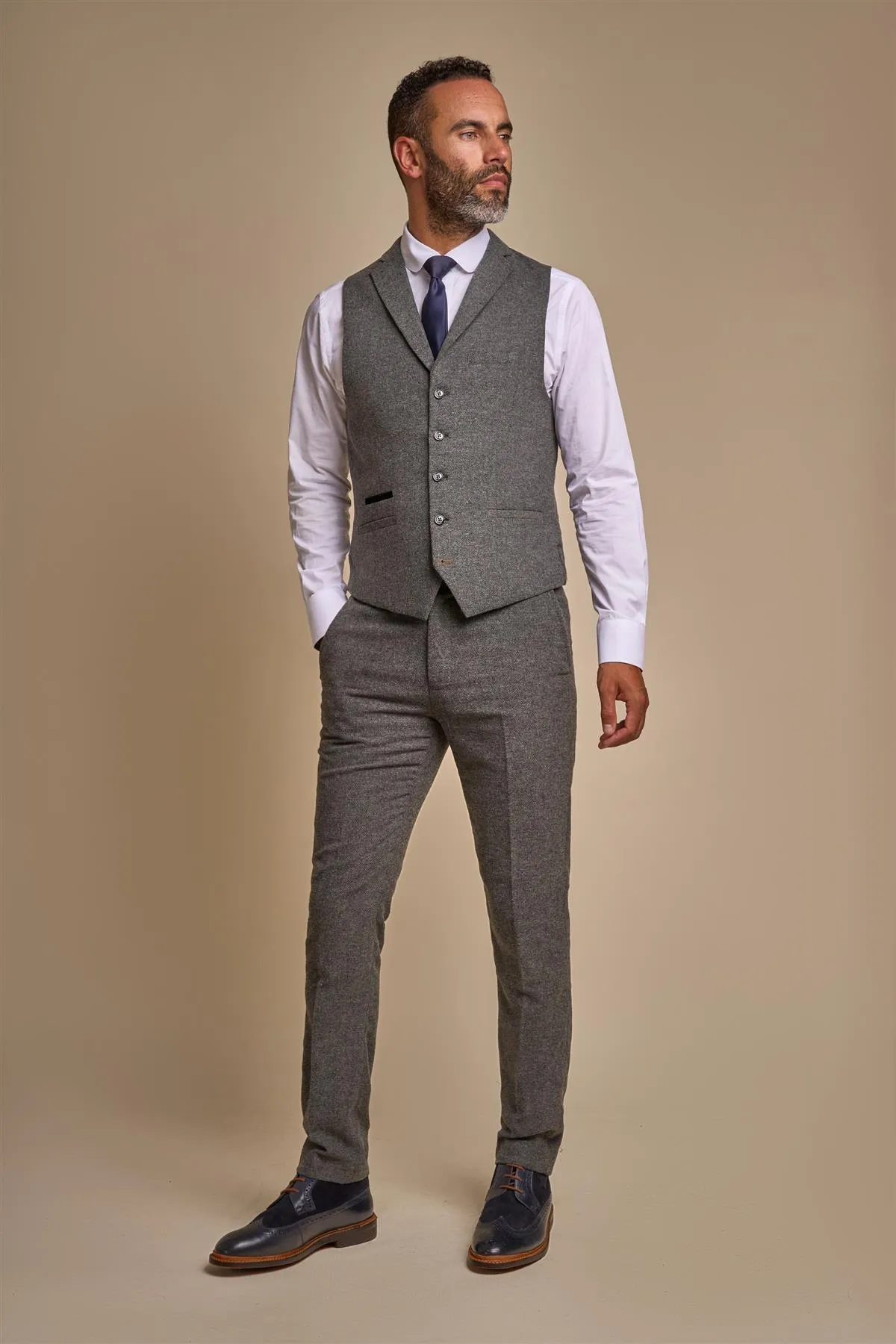 Martez Grey Tweed Waistcoat