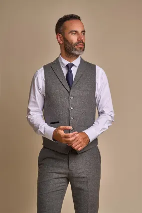 Martez Grey Tweed Waistcoat