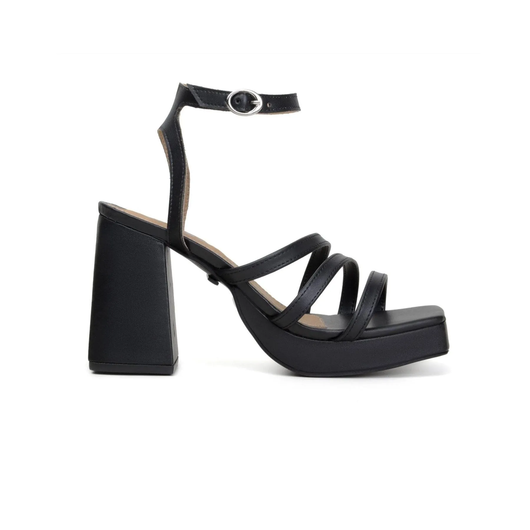 'Zari' women's black block heeled sandal by Zette Shoes