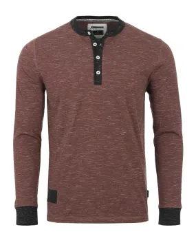 Men's Long Sleeve Contrast Button Placket Neck Cuffs Casual Henley