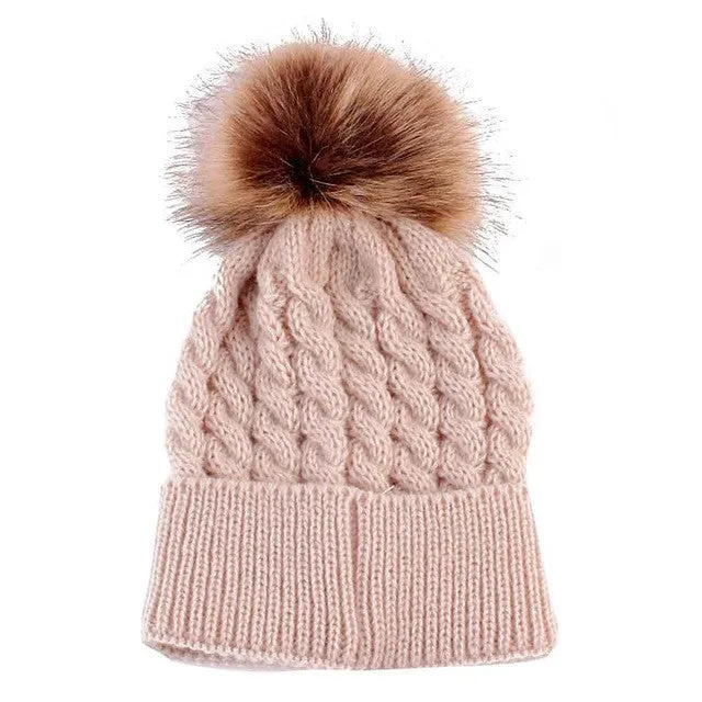 Morgan Knit Faux Fur Pom Pom Hat