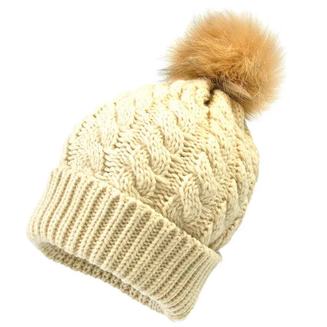 Morgan Knit Faux Fur Pom Pom Hat