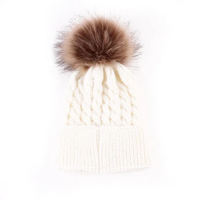 Morgan Knit Faux Fur Pom Pom Hat