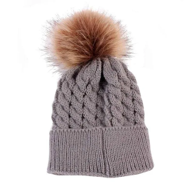 Morgan Knit Faux Fur Pom Pom Hat