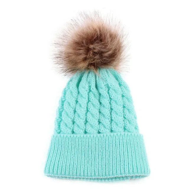 Morgan Knit Faux Fur Pom Pom Hat