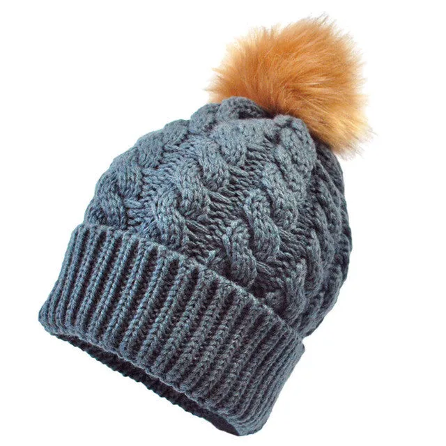 Morgan Knit Faux Fur Pom Pom Hat