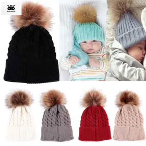 Morgan Knit Faux Fur Pom Pom Hat