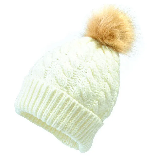 Morgan Knit Faux Fur Pom Pom Hat