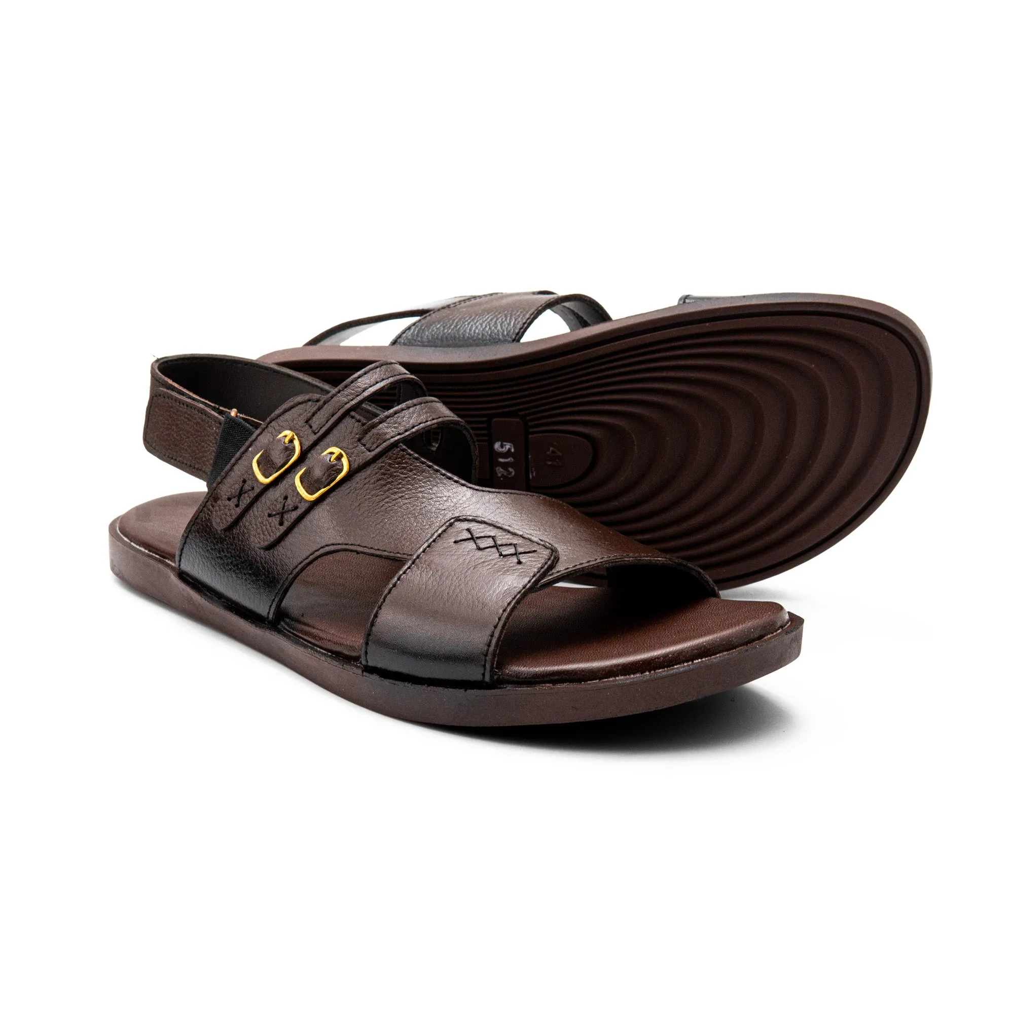 Double Buckle Brown Sandals